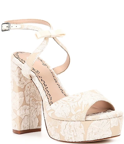 Muse by Marchesa Francesca Floral Print Bow Detail Platform Dress Sandals