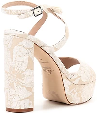 Muse by Marchesa Francesca Floral Print Bow Detail Platform Dress Sandals