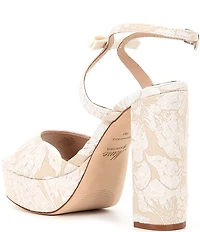 Muse by Marchesa Francesca Floral Print Bow Detail Platform Dress Sandals