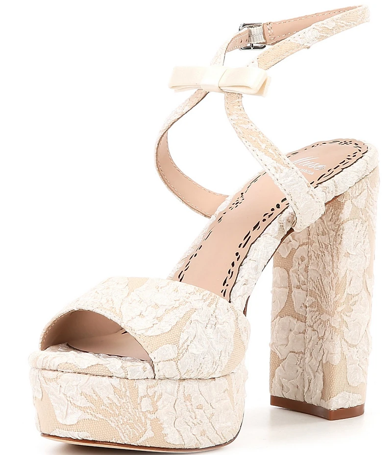 Muse by Marchesa Francesca Floral Print Bow Detail Platform Dress Sandals