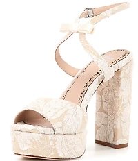 Muse by Marchesa Francesca Floral Print Bow Detail Platform Dress Sandals