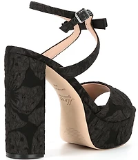 Muse by Marchesa Francesca Floral Print Bow Detail Platform Dress Sandals
