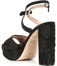 Muse by Marchesa Francesca Floral Print Bow Detail Platform Dress Sandals