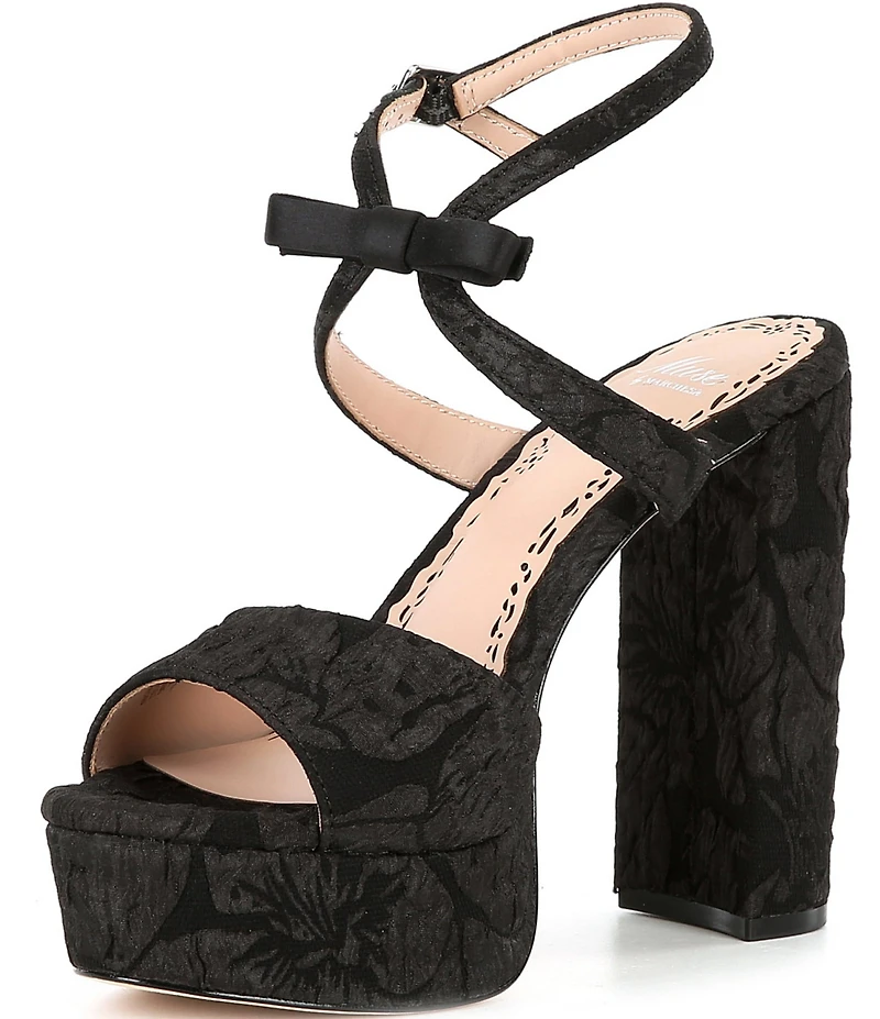 Muse by Marchesa Francesca Floral Print Bow Detail Platform Dress Sandals
