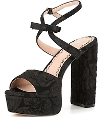 Muse by Marchesa Francesca Floral Print Bow Detail Platform Dress Sandals