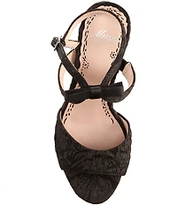 Muse by Marchesa Francesca Floral Print Bow Detail Platform Dress Sandals