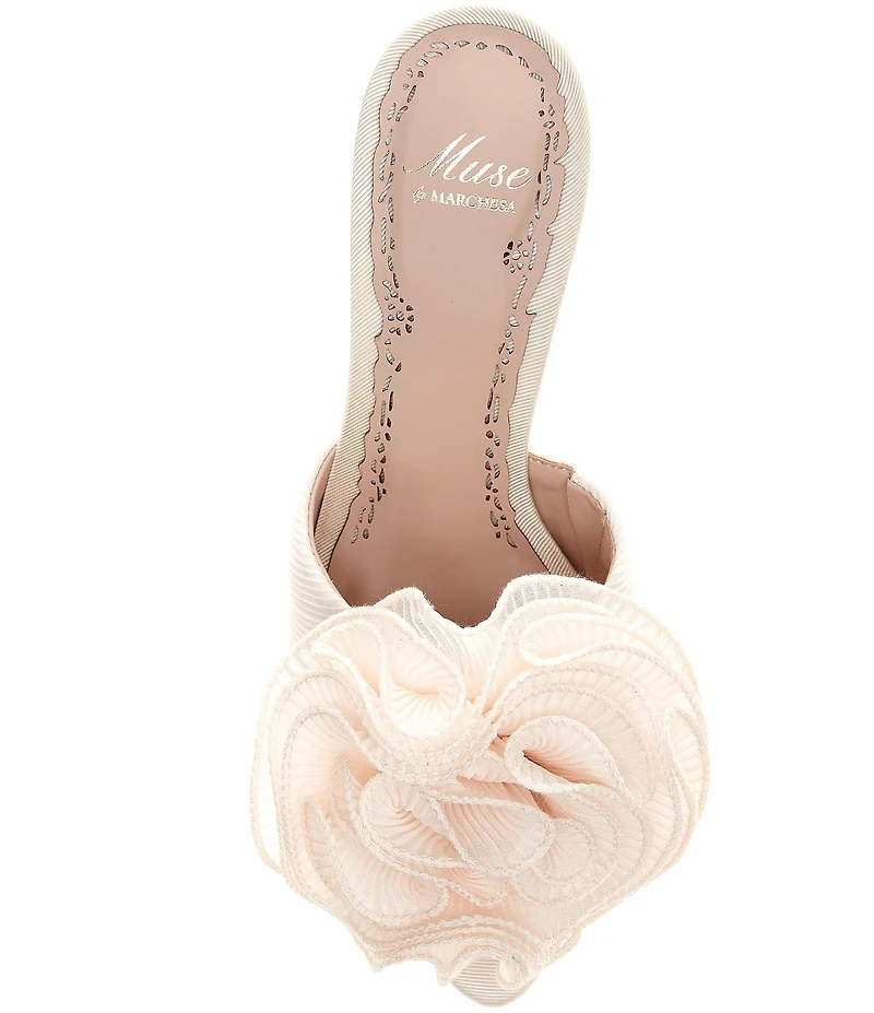 Muse by Marchesa Gabriella Chiffon Ruffle Ornament Dress Slide Sandals
