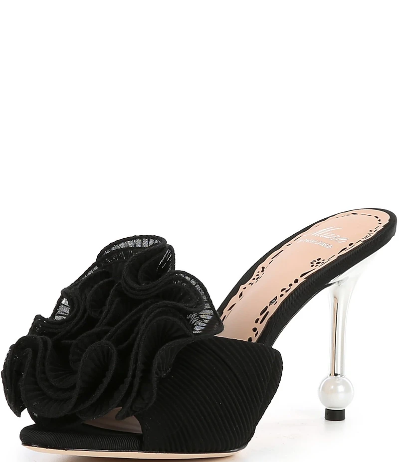 Muse by Marchesa Gabriella Chiffon Ruffle Ornament Dress Slide Sandals