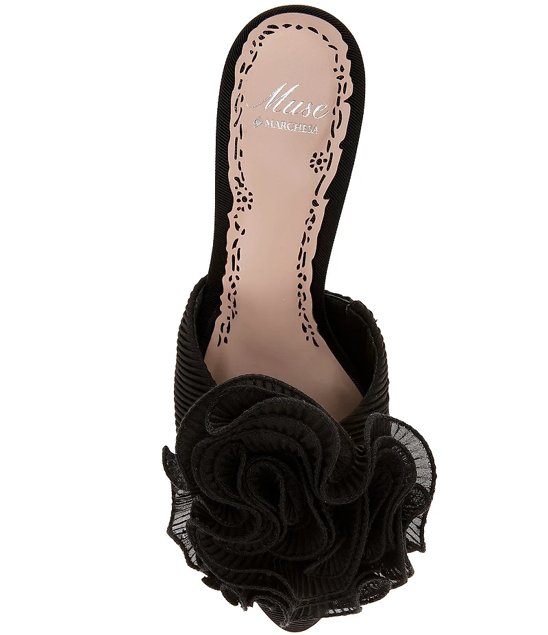 Muse by Marchesa Gabriella Chiffon Ruffle Ornament Dress Slide Sandals