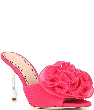 Muse by Marchesa Gabriella Chiffon Ruffle Ornament Dress Slide Sandals