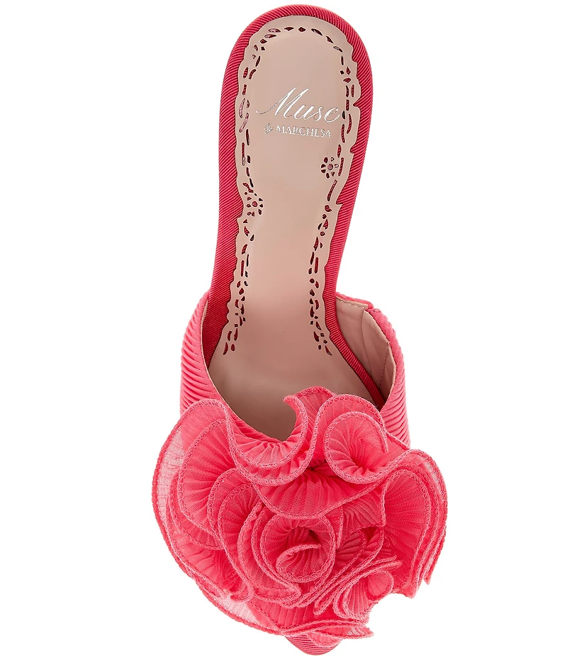 Muse by Marchesa Gabriella Chiffon Ruffle Ornament Dress Slide Sandals