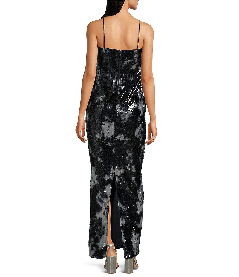 Muse by Marchesa Geranium Floral Sequin Strapless Sheath Flounce Gown