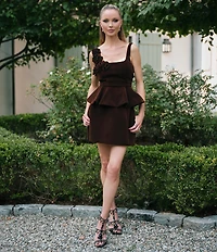 Muse by Marchesa Grove Woven Velvet 3D Rosettes Scoop Neck Tank Strap Peplum Coordinating Top