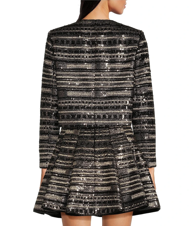 Muse by Marchesa Hazel Metallic Tweed Round Neck Long Sleeve Long Sleeve Mid Length Coordinating Jacket