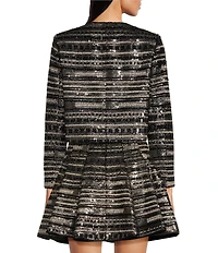 Muse by Marchesa Hazel Metallic Tweed Round Neck Long Sleeve Long Sleeve Mid Length Coordinating Jacket