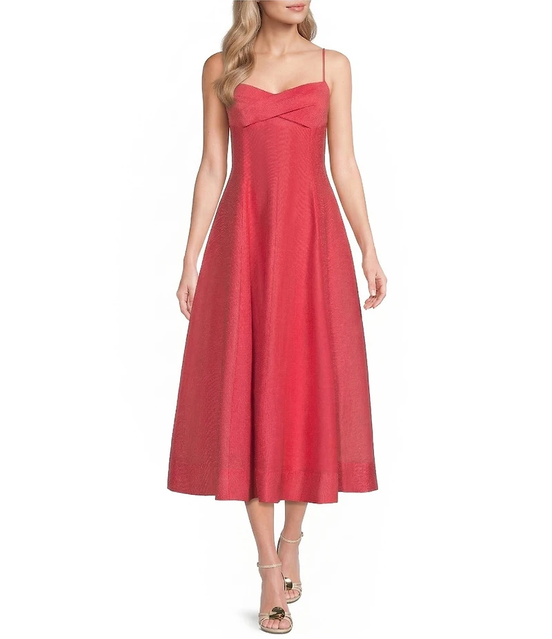 Muse by Marchesa Hydrangea Sleeveless Stretch Crepe A-Line Midi Dress