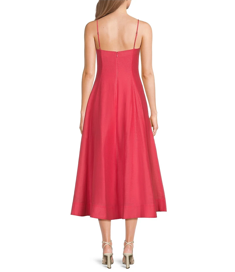 Muse by Marchesa Hydrangea Sleeveless Stretch Crepe A-Line Midi Dress