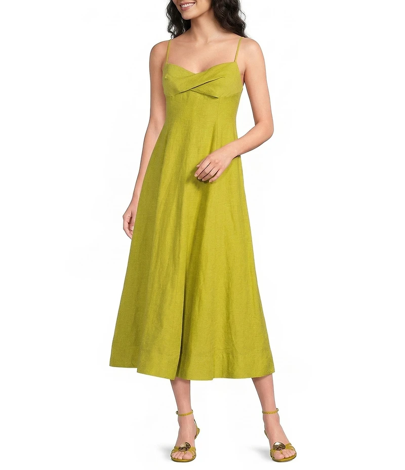 Muse by Marchesa Hydrangea Sleeveless Stretch Crepe A-Line Midi Dress