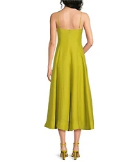 Muse by Marchesa Hydrangea Sleeveless Stretch Crepe A-Line Midi Dress