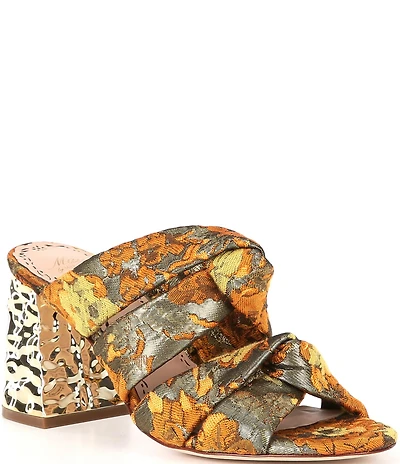 Muse by Marchesa Iris Knotted Jacquard Dress Slide Sandals