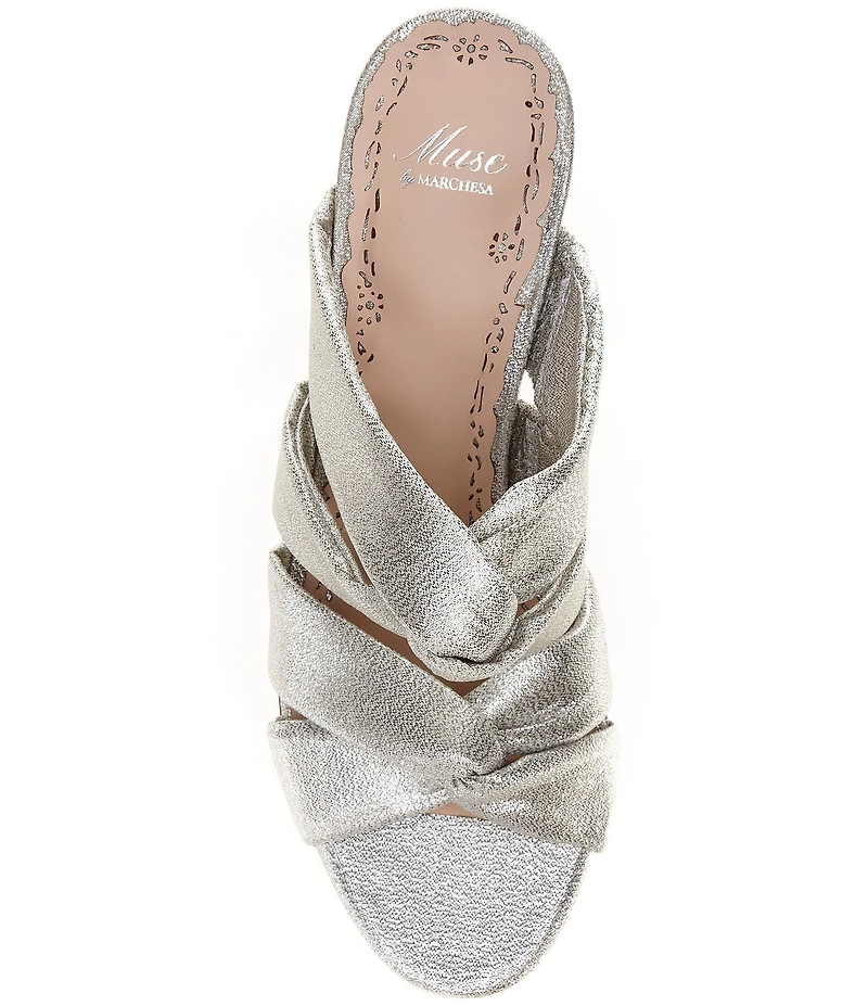 Muse by Marchesa Iris Knotted Metallic Dress Slide Sandals