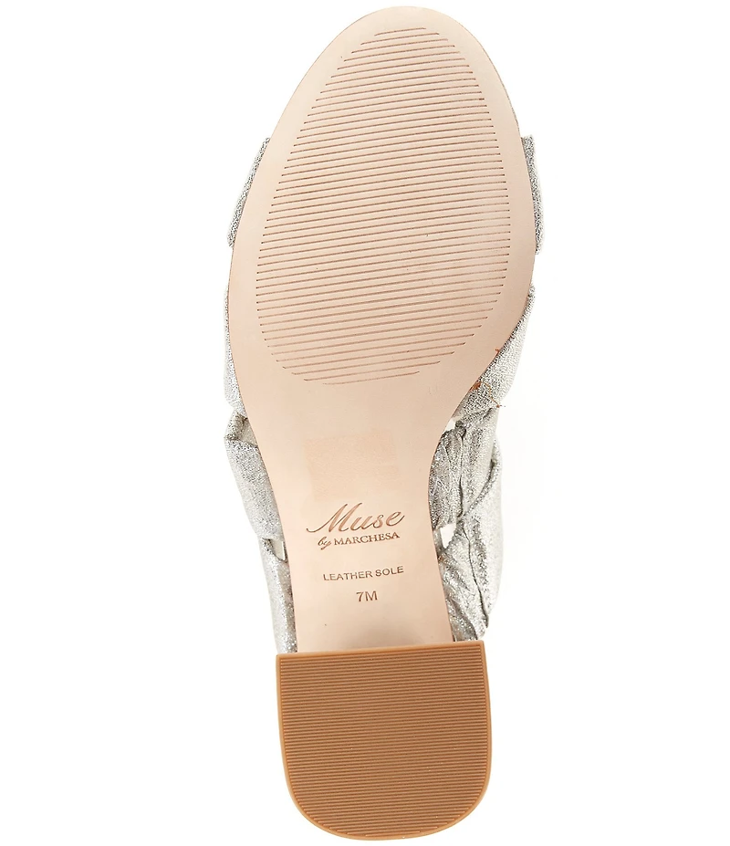 Muse by Marchesa Iris Knotted Metallic Dress Slide Sandals