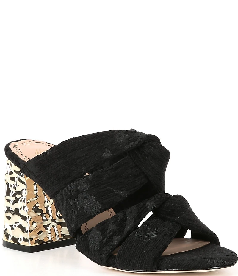 Muse by Marchesa Iris Printed Velvet Knotted Dress Slide Sandals