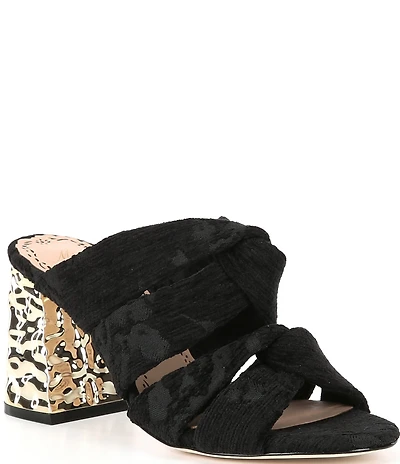 Muse by Marchesa Iris Printed Velvet Knotted Dress Slide Sandals