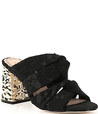 Muse by Marchesa Iris Printed Velvet Knotted Dress Slide Sandals