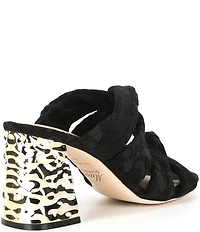 Muse by Marchesa Iris Printed Velvet Knotted Dress Slide Sandals