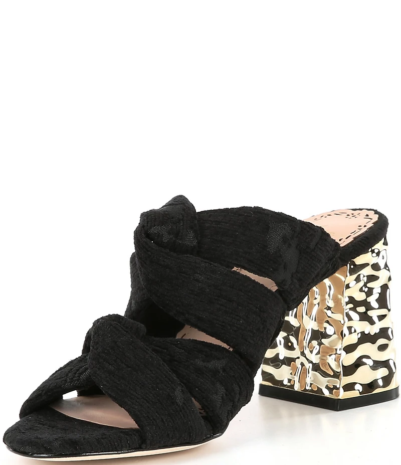 Muse by Marchesa Iris Printed Velvet Knotted Dress Slide Sandals