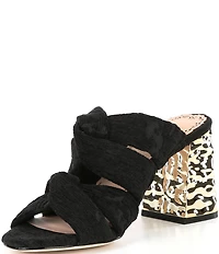 Muse by Marchesa Iris Printed Velvet Knotted Dress Slide Sandals