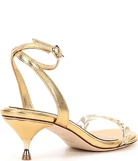 Muse by Marchesa Isabella Metallic Leather Floral Strap Dress Sandals