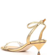 Muse by Marchesa Isabella Metallic Leather Floral Strap Dress Sandals