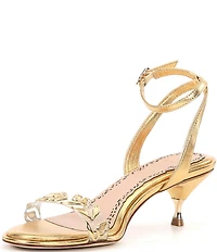 Muse by Marchesa Isabella Metallic Leather Floral Strap Dress Sandals