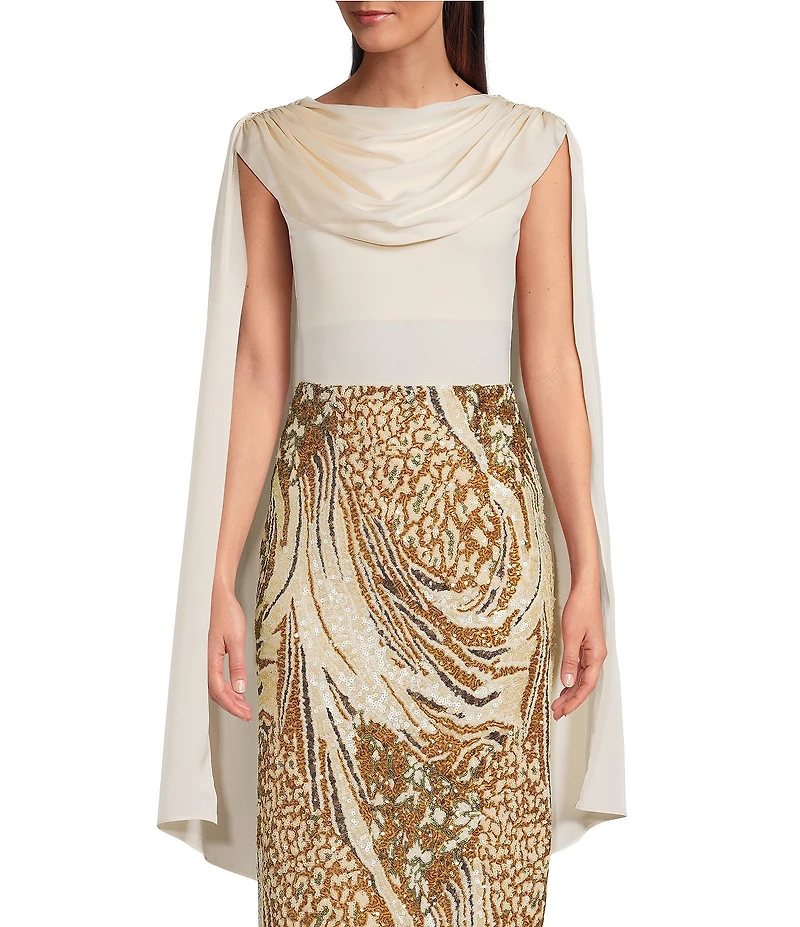 Muse by Marchesa June Cowl Neck Draped Bodysuit