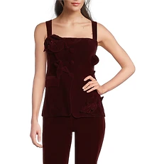 Muse by Marchesa Laurel Velvet Applique Sleeveless Button Up Coordinating Vest
