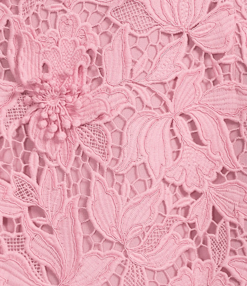 Muse by Marchesa Oleander 3D Floral Lace Square Neck Sleeveless Midi Dress