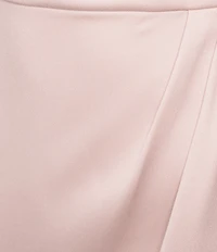 Muse by Marchesa Rhoda Luxe Satin One Shoulder Neck Sleeveless Rosette Pencil Midi Dress