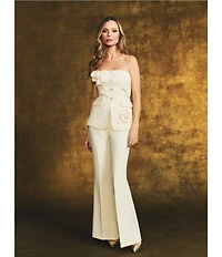 Muse by Marchesa Coordinating Rosalie Stretch Crepe Flare Leg Pants