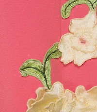 Muse by Marchesa Rowan Stretch Crepe Floral Applique V-Neck Sleeveless Mini Dress