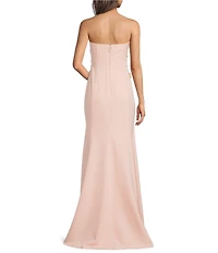 Muse by Marchesa Tiffany Stretch Crepe Floral Applique Strapless Gown