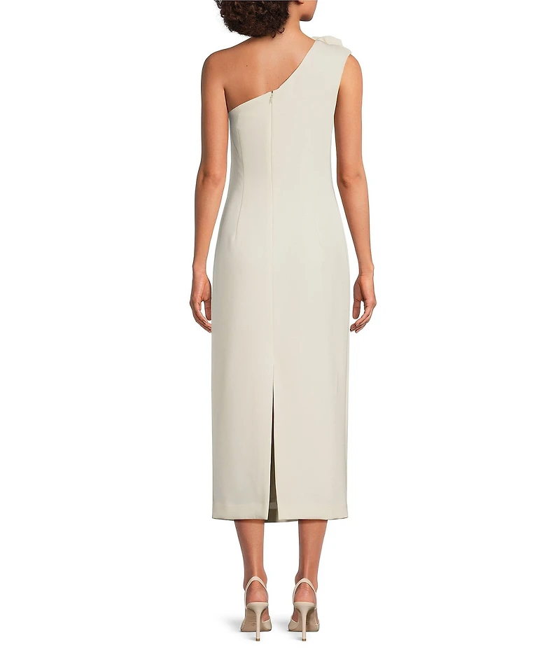 Muse by Marchesa Tulip One Shoulder Stretch Crepe Column Midi Dress