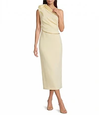 Muse by Marchesa Tulip One Shoulder Stretch Crepe Column Midi Dress