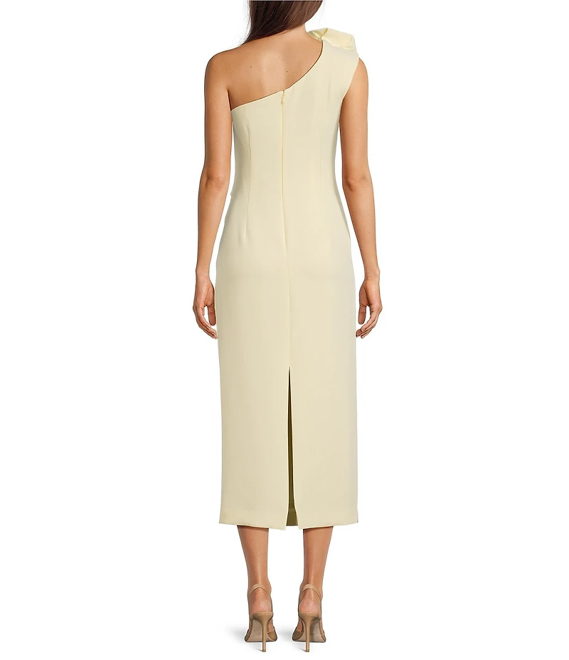 Muse by Marchesa Tulip One Shoulder Stretch Crepe Column Midi Dress