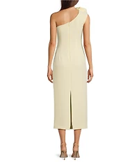 Muse by Marchesa Tulip One Shoulder Stretch Crepe Column Midi Dress