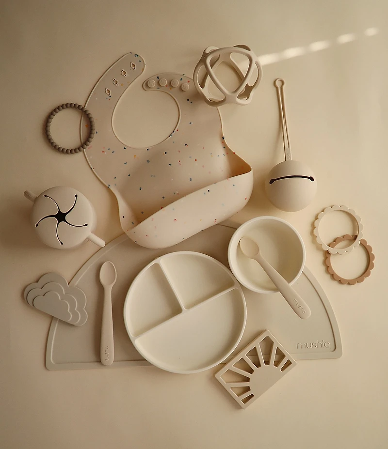 Mushie Confetti Print Silicone Baby Bib