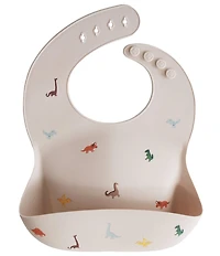 Mushie Dinosaur Print Silicone Baby Bib
