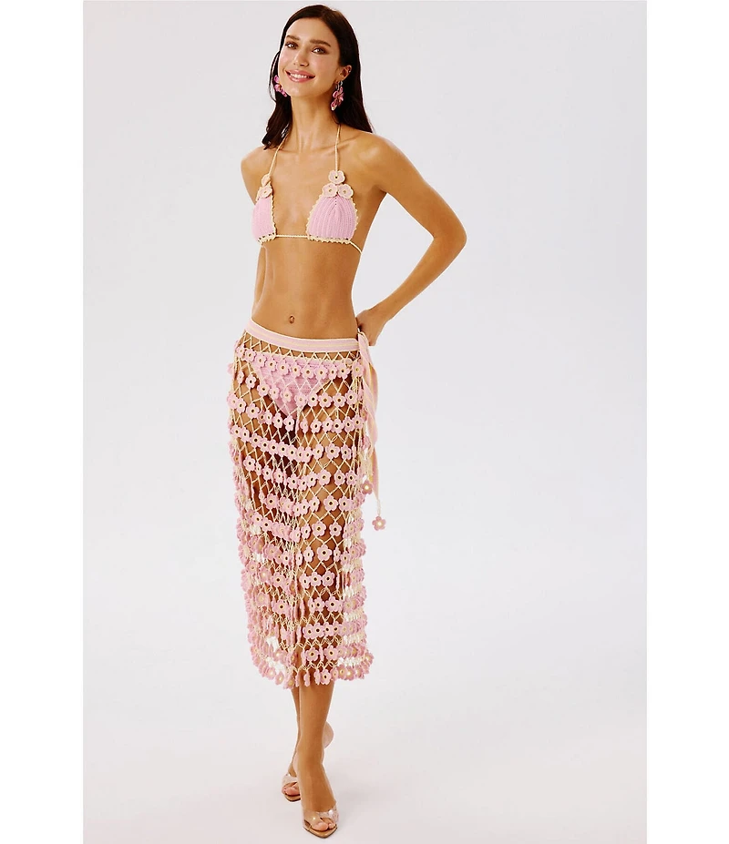 My Beachy Side Fleur Hand Crocheted 3D Floral Maxi Skirt Cover-Up