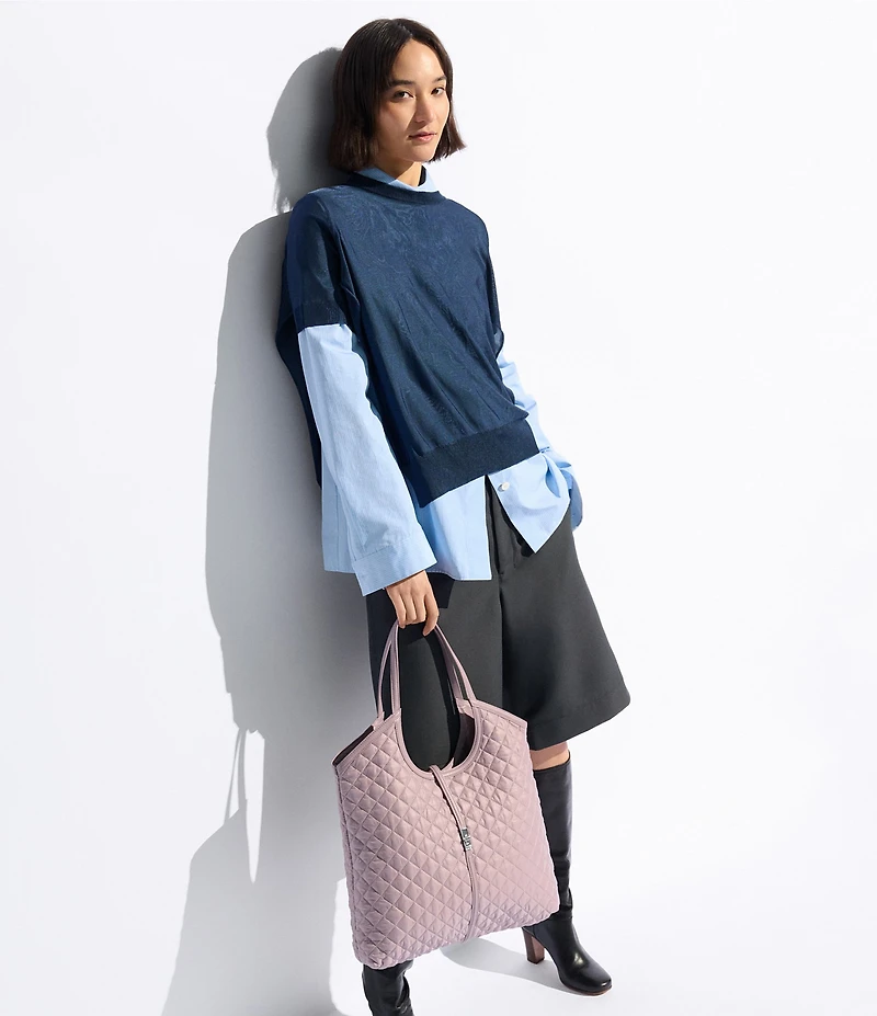 MZ Wallace Astor Large Quilted Turnlock Tote Bag